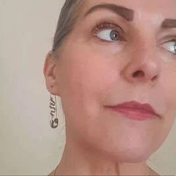 Gold Safety Pin Snake Earrings - Picture 10 of 10